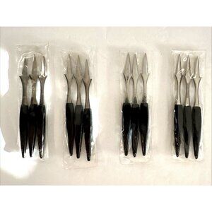 12 Vintage Mini Spears Bar Cocktail Olives Shrimp Pickles Stainless 4.5" Japan